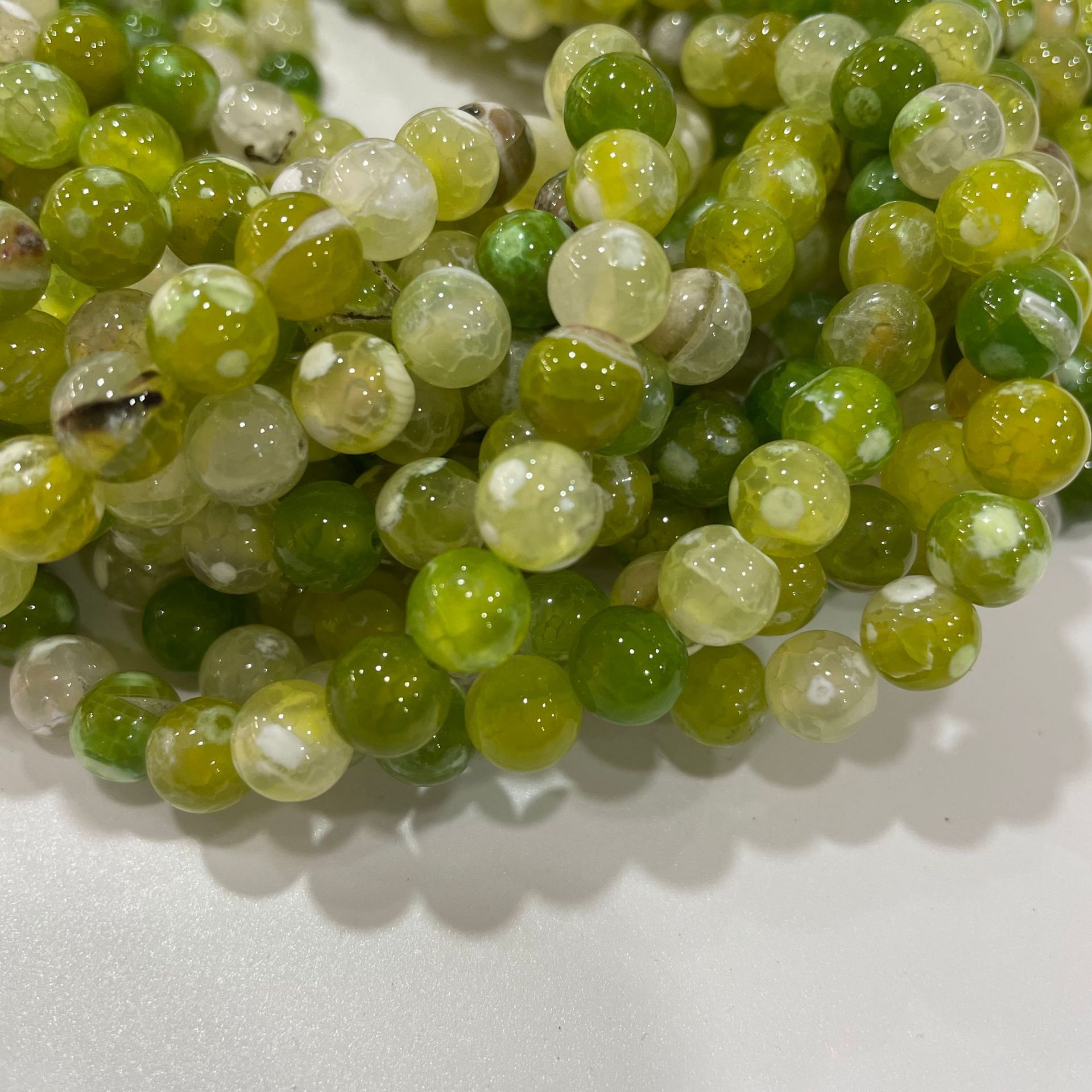 Foreign trade supply green fire agate loose beads natural dragon pattern agate string beads DIY accessories clothing accessories non-fade