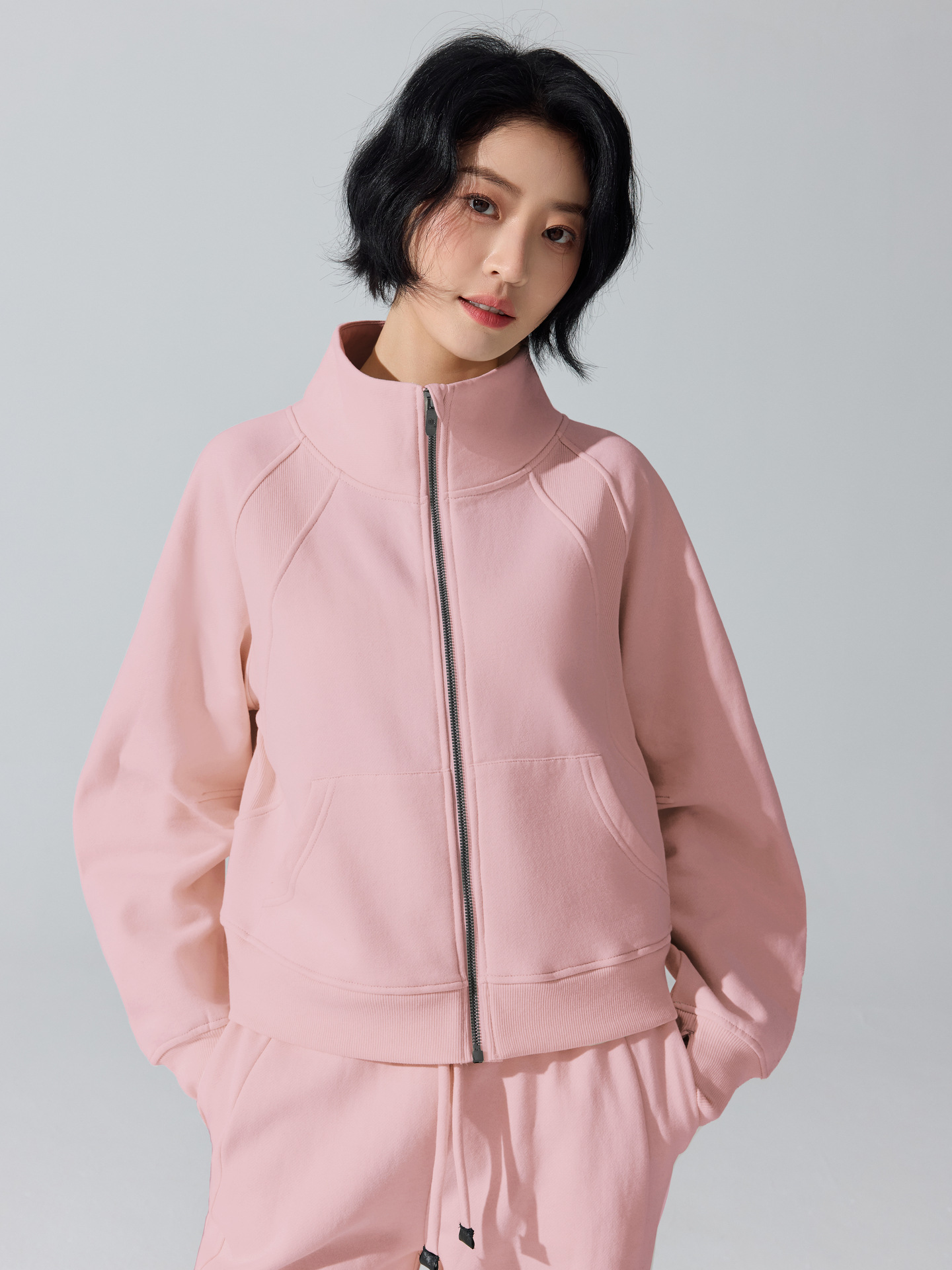 Europa y Estados Unidos sueltos transfronterizos jersey deportivo de cuello de pie abrigo de moda otoño y invierno abrigo mujer image 4
