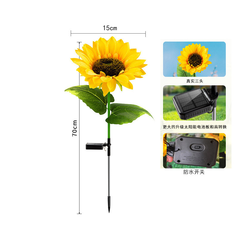 屋外の太陽エネルギーのヒマワリの花灯の庭の花園の芝生は明かりを飾って景観の植物の雰囲気の明かりをシミュレーションします。|undefined