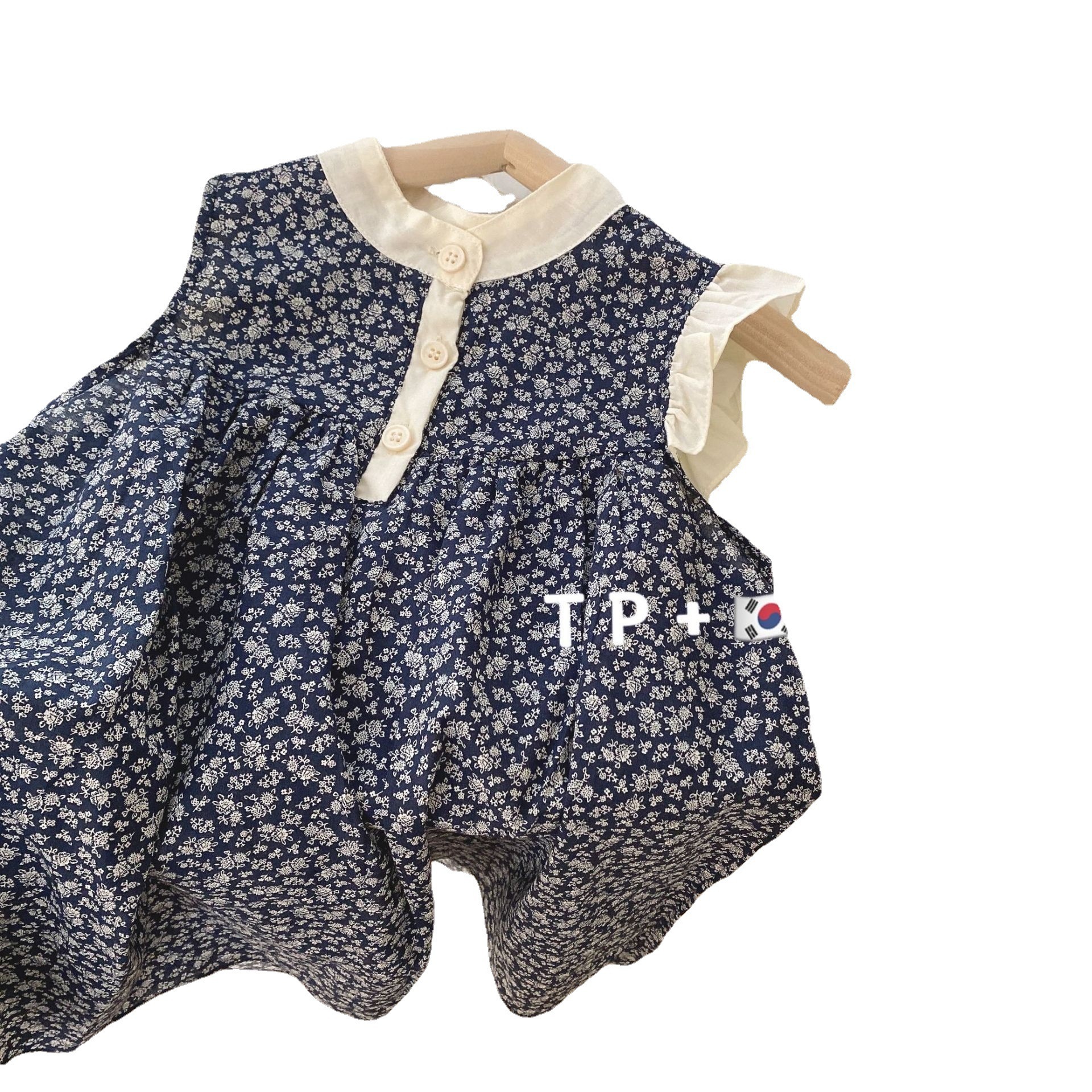 Corea del Sur ropa para niños vestido de niña 2023 vestido de verano niña floral manga voladora vestido de princesa vestido de chaleco de estilo coreano Retro