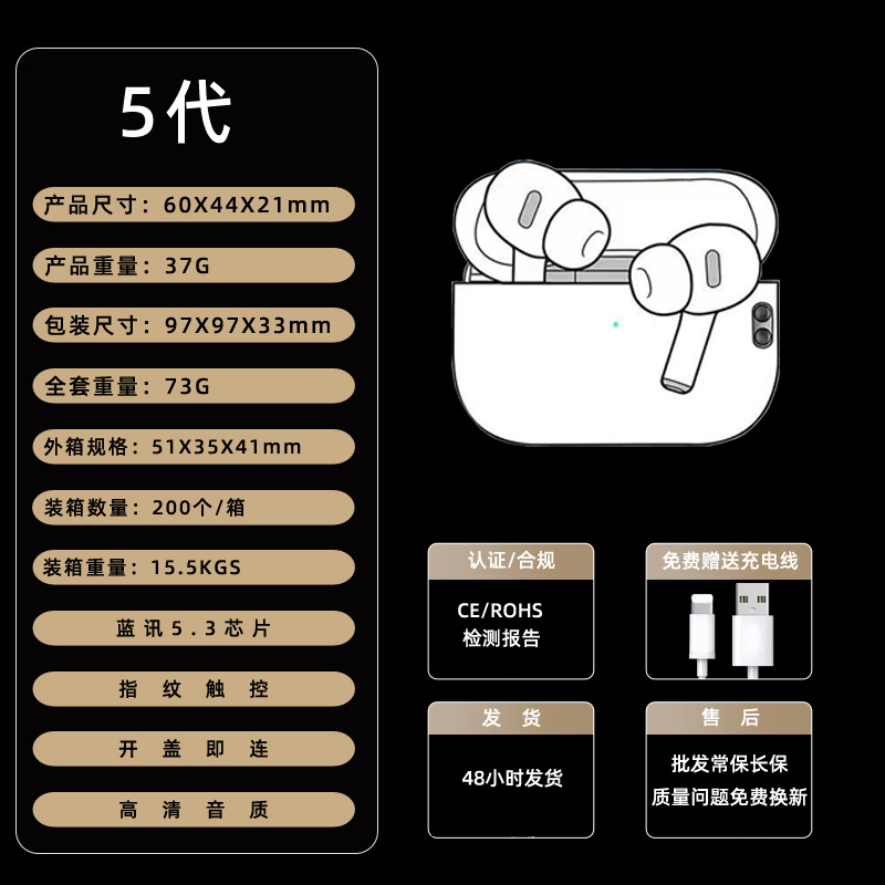 Auriculares Bluetooth Huaqiangbei de séptima generación, inalámbricos de alta calidad, nuevo modelo 2026, cómodos para uso prolongado, compatibles con Apple y Android, venta al por mayor.