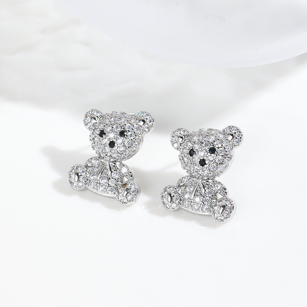 8g Weight Copper Ear Needle Material Ear Studs Classification 1 Pair Quantity Casual, Daily Occasion Copper Material Bear, Heart Shape, Wings Pattern All Seasons Season Women's Gender Plating Design Modern Style, Classic Style Style 1 Pair Modern Style Classic Style Bear Heart Shape Wings Plating Copper Ear Studs 12