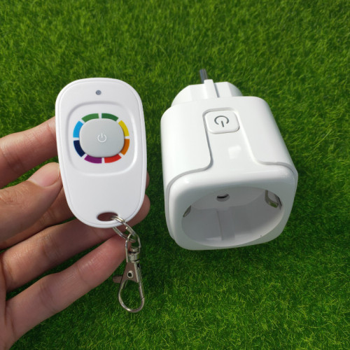 Colorful duck egg single-key wireless remote control switch, small size EU standard RF plug for home appliances control, LED lamp plug