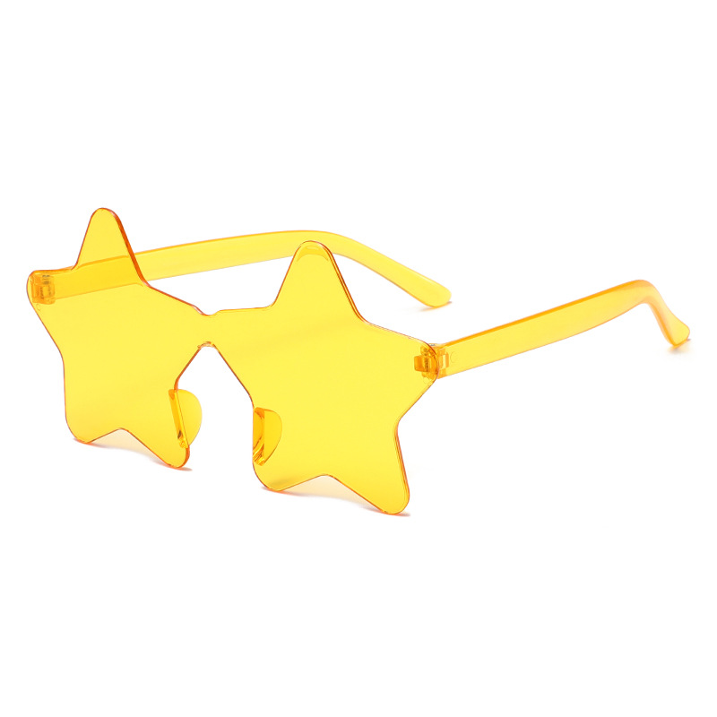 Juxin transfronteriza nueva personalidad color caramelo sin marco estrella gafas de sol fiesta fiesta extraña de cinco puntas de una pieza image 15