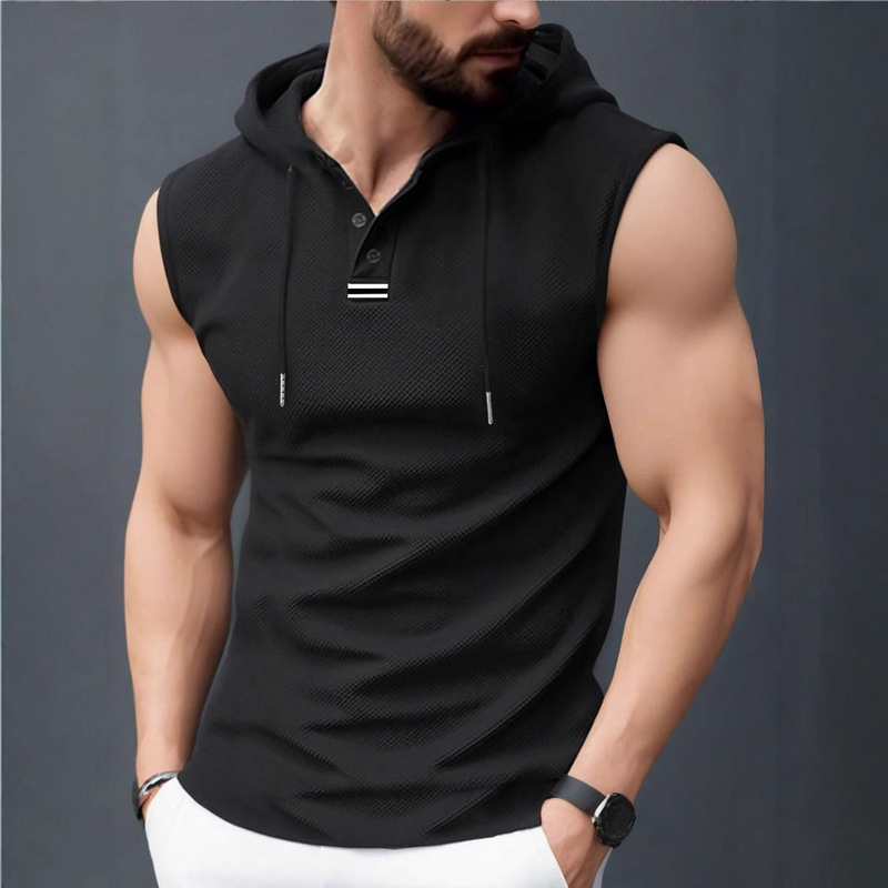 Cross-Border Temu Shein Amazon Cross-Border Foreign Trade Summer New Men's Vest Hooded Casual Sleeveless T-Shirt