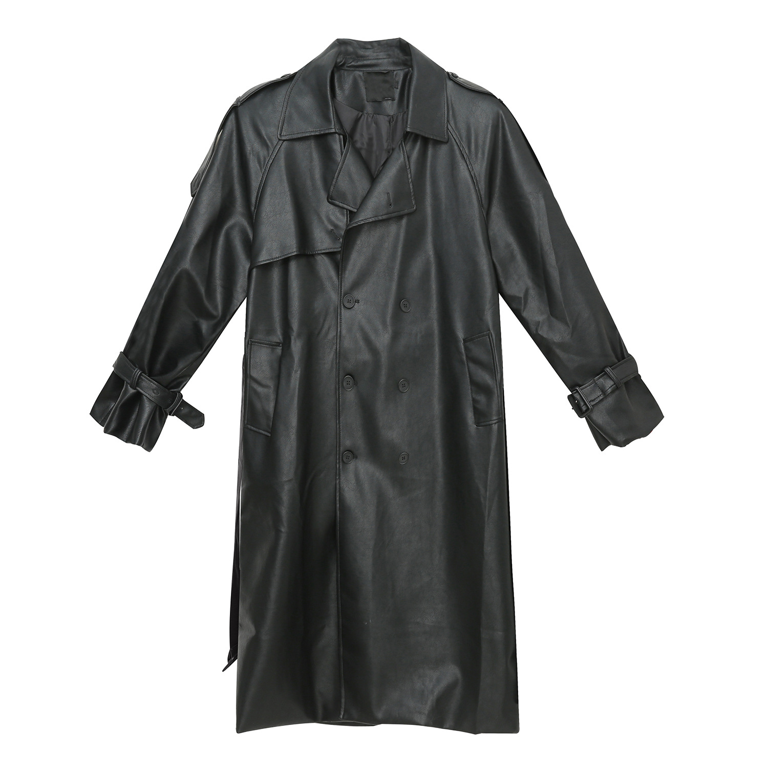 Mtlclothes ropa de Hombre | 2023 otoño e invierno nuevo vintage costura deconstrucción diseño largo trench coat cuero para hombres