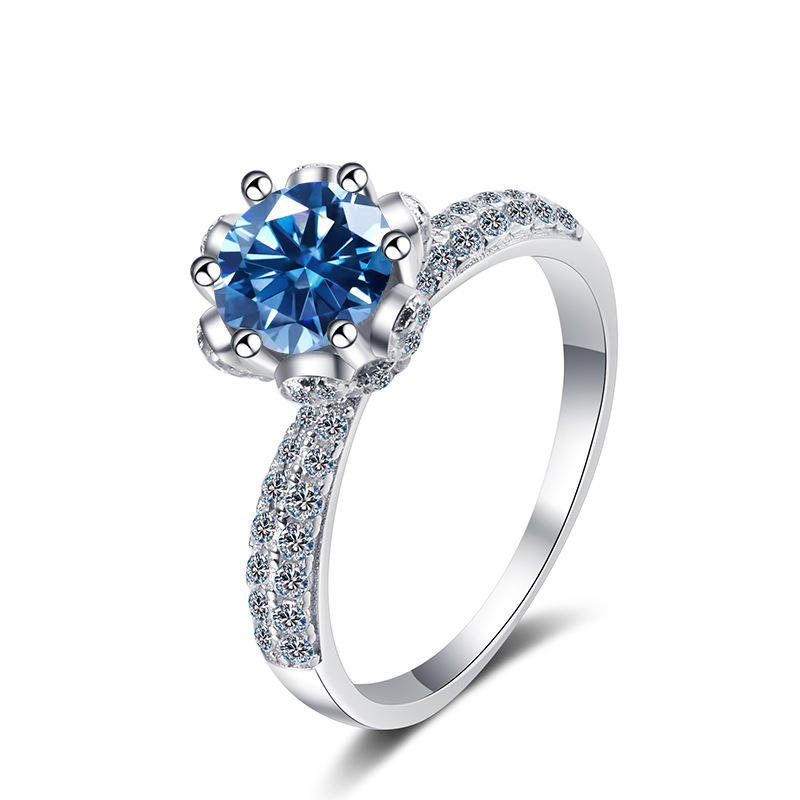 Transfronterizo para 2022 nuevo anillo de plata esterlina s925 de 1 quilate para mujeres, anillo de piedra de moissanita, ventas calientes