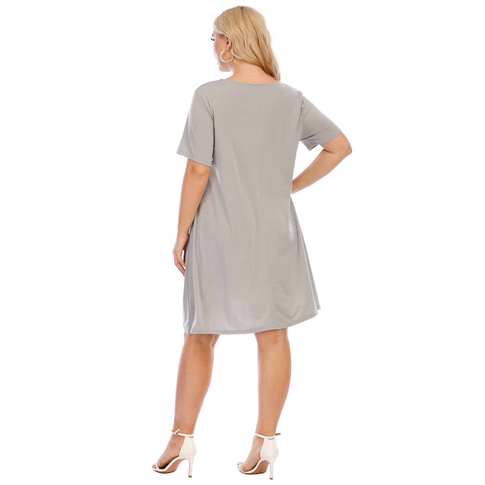 Plus size cut out plain dress NSOY48468