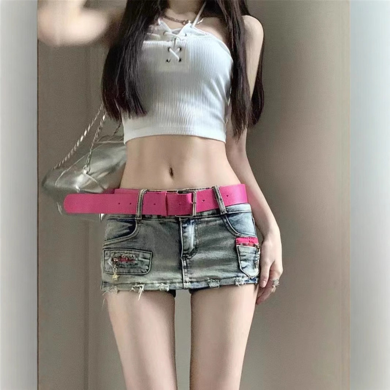 American Retro Denim Shorts Hot Girl Summer Versatile Slimming Petite A-Line Sexy Bodycon Skirt for Women