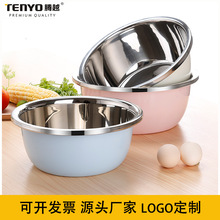 加厚不锈钢彩盆家用和面汤盆打蛋盆金属洗菜盆礼品套装三件套盆