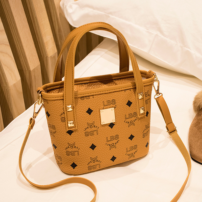 Guangzhou Bag2023 nuevo bolso de balde bolso de moda impreso bolso de mano de mujer retro bolso de hombro ocio