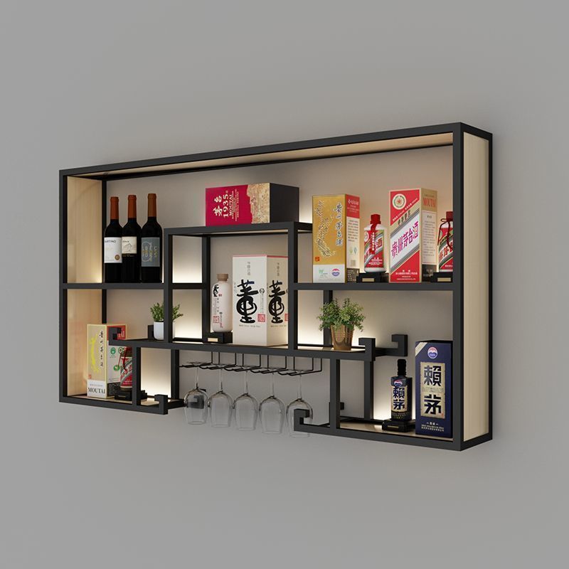 中式酒架壁挂式墙上餐厅红酒柜展示架酒吧吧台酒柜创意铁艺置物架