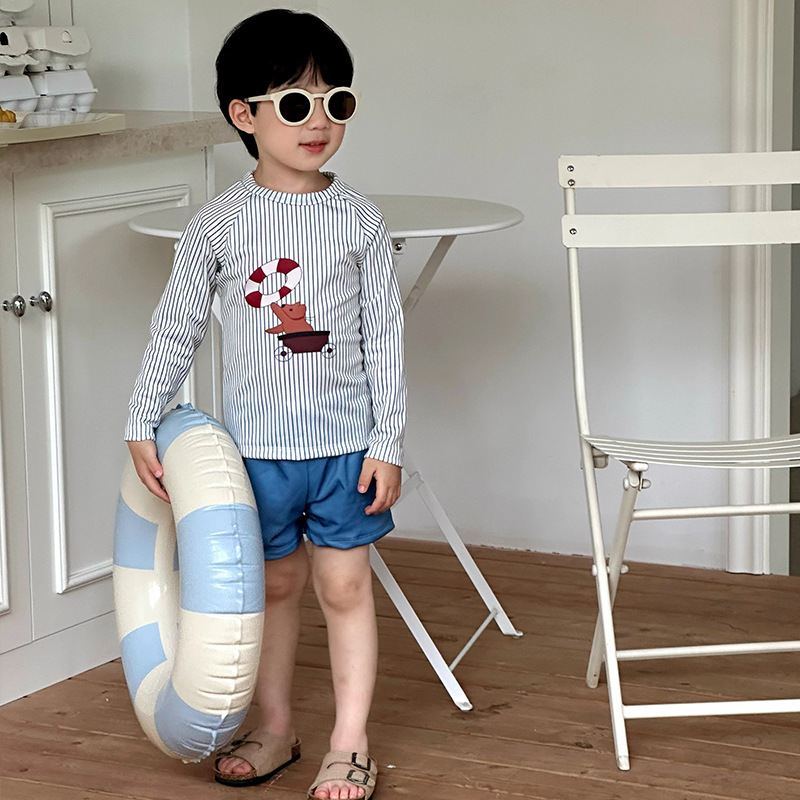 Traje de Baño de Dos Piezas Manga Larga para Niños de Poliéster para Natación