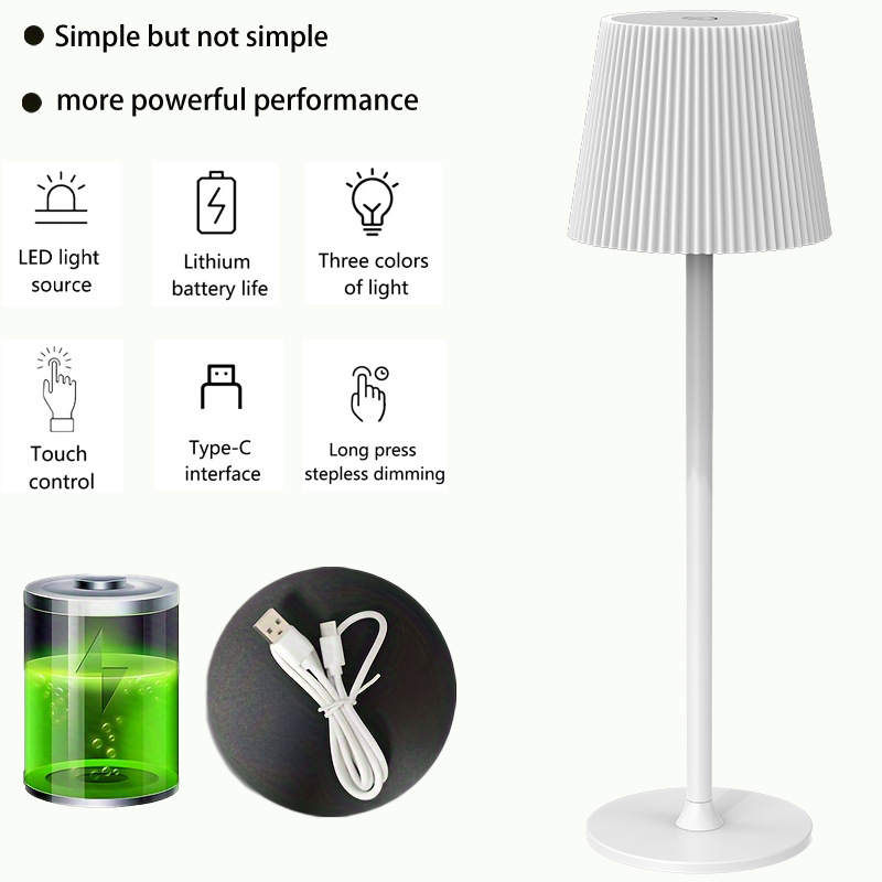 Fabrica directa transfronteriza rayas pie alto redondo lámpara de escritorio base de carga moderna y simple lámpara de atmósfera lámpara de mesa de comedor image 7