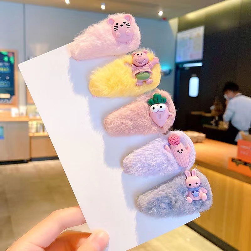 Otoño e Invierno de los niños de felpa horquilla accesorios para el cabello clip de bebé pelo roto BB clip lindo lana horquilla niña princesa accesorios para el cabello