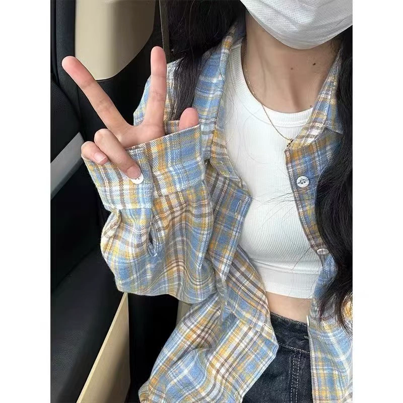 Допамин легкая экстравагантная клетчатая рубашка высокого класса