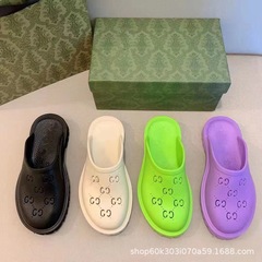 G Brand Hole Shoes 2022 New Fashion Round Toe Outdoor Beach Sandals Thick Sole Slippers for Women, Overseas Trade Supply, Plus Size