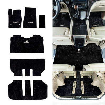 Car Carpet: and LM300 - 2008-2014-alphard-full-set-for-left-hand-drive-black-upgraded-thick-starry-velvet