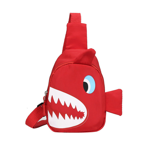 Korean version of children's bag cartoon cute little shark crossbody bag kindergarten children lightweight canvas small chest bag coin purse