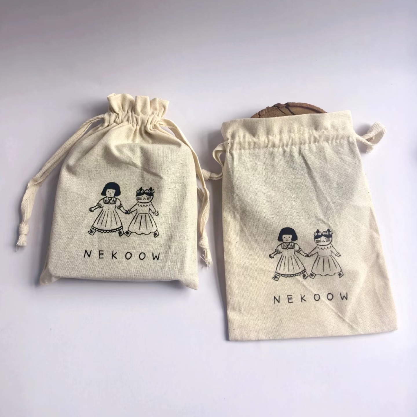 本色纯棉棉布束口袋化妆品精油木制品收纳布袋棉纱袋棉麻袋子批发