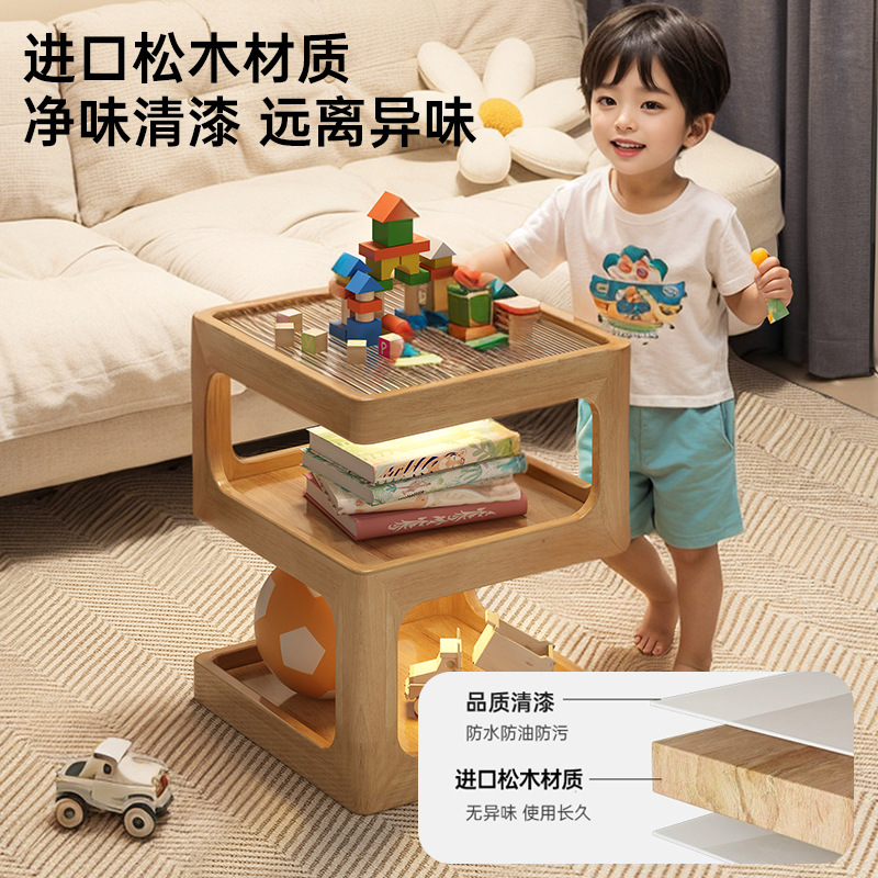 Sofá de lado gabinete simple meseta de té creativa con lámpara sala de estar estante doméstico mesa pequeña