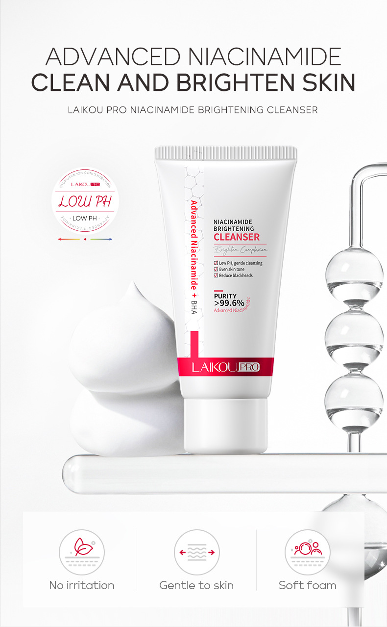 LAIKOU PRO Niacinamide Facial Cleanser 50g Cleansing, Hydrating and moisturizing Cross-border manufacturer wholesale undefined