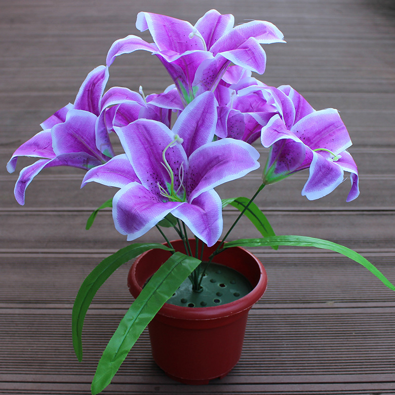 Silk flower 7 heads big lily bouquet Qingming Festival Flower…