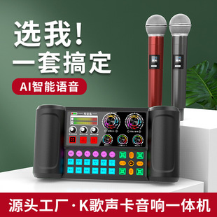 Cuckoo Y8 live singing sound card audio all-in-one microphone home karaoke wireless Bluetooth speaker set