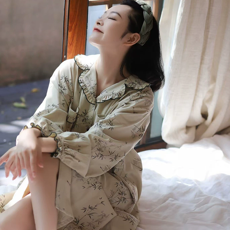 Пижама 维安花密 Autumn, с длинным рукавом, милый кардиган для отдыха, оверсайз, интернет-селебрити