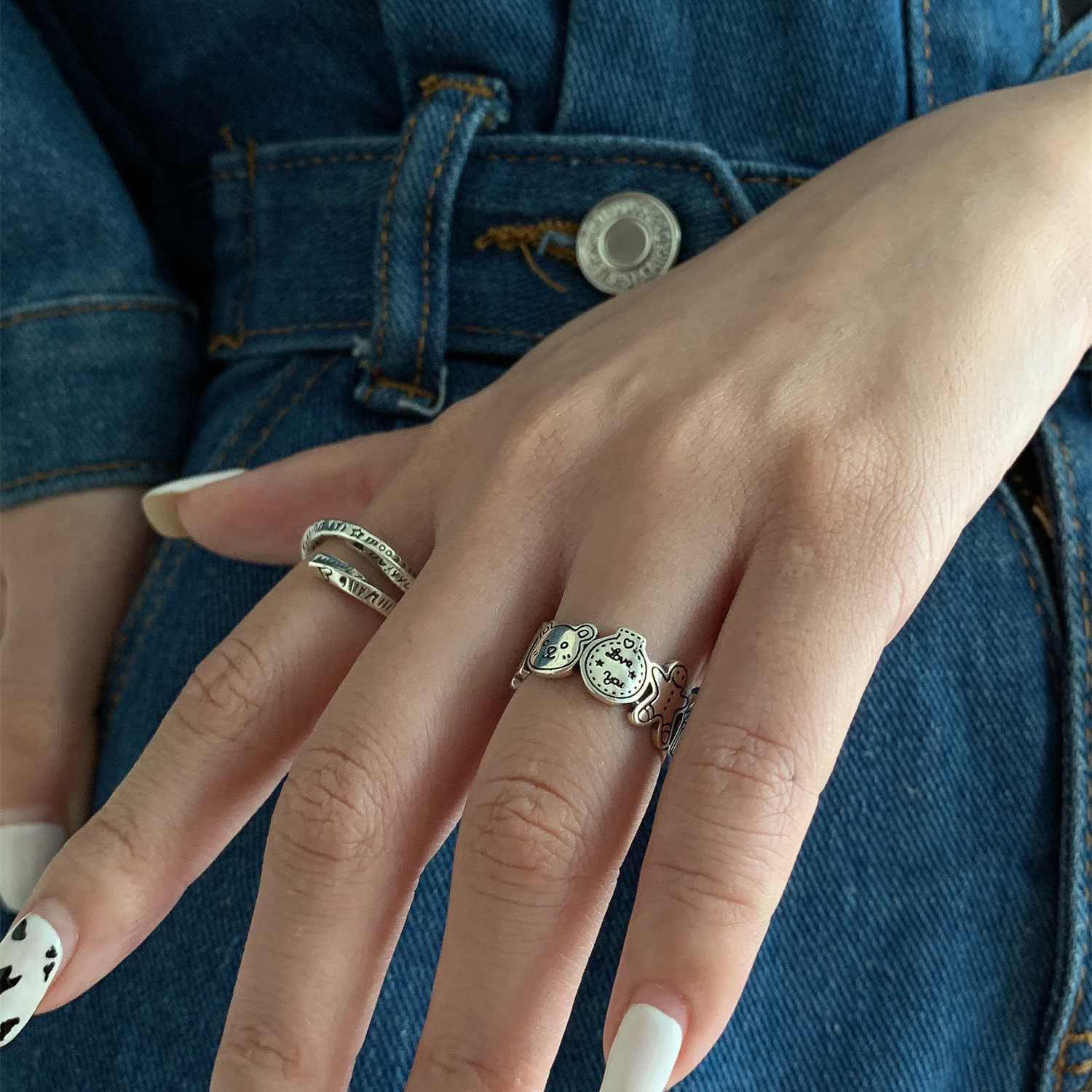 Simple Style Cartoon Character Copper Patchwork Open Ring 1 Piece