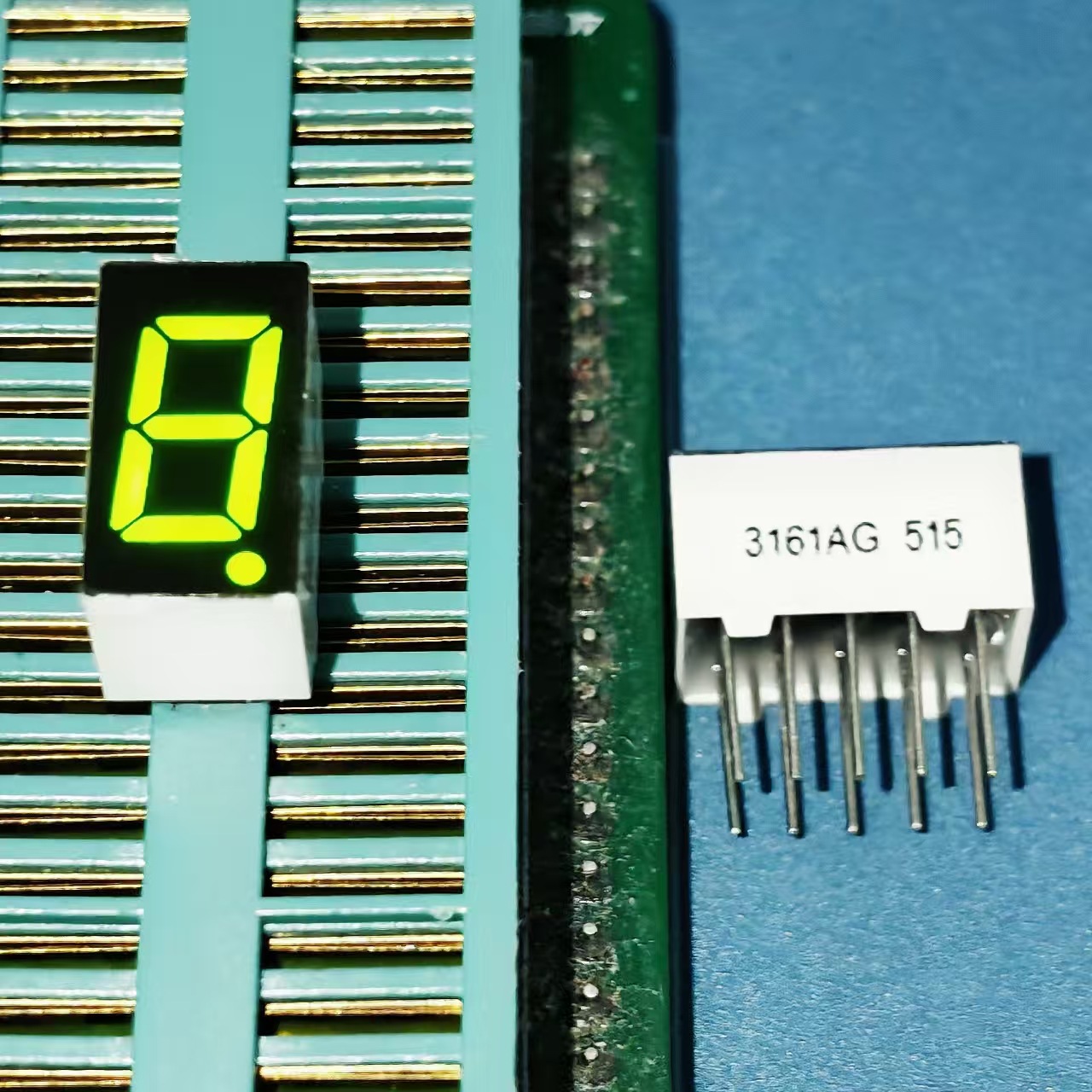 厂家直供LED数码管0.36英寸1位3161AG共阴 3161BG共阳高亮黄绿色