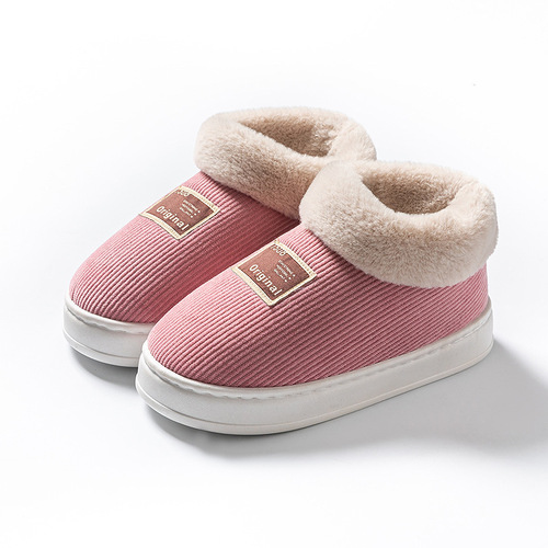 Fall/Winter Cotton Slippers for Women & Couples: Fluffy Fleece-Lined, Non-Slip Indoor Home Wear—Perfect for Postpartum Recovery or Cozy Indoor Use