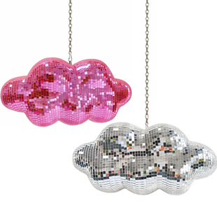 Disco Glass Mirror Cloud with Iron Chain Laser Ball Bar Kvt Stage Decoration Home Ornaments Pendant