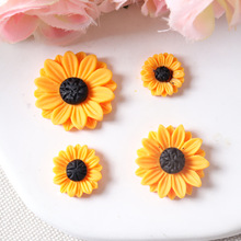 跨境厂家太阳花向日葵花朵树脂图钉大头钉造型装饰diy配件