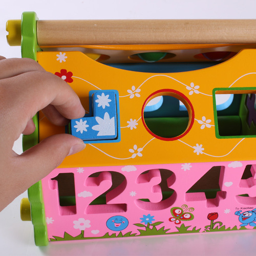 Direct selling supply of wooden multifunctional disassembly and assembly smart house children's shape and color cognitive matching educational toys wholesale