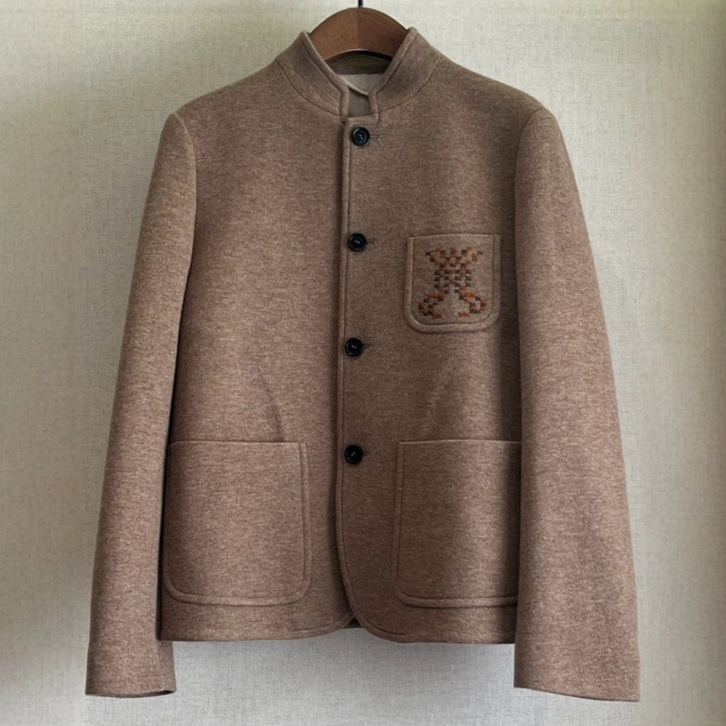 BORBOTIE Women's Knitwear 2026 Spring and Autumn New Product LP Old Money Style Stand Collar Knit Cashmere Blazer BORBOTIE Women's Knitwear 2026 Spring and Autumn New Product LP Old Money Style Stand Collar Knit Cashmere Blazer