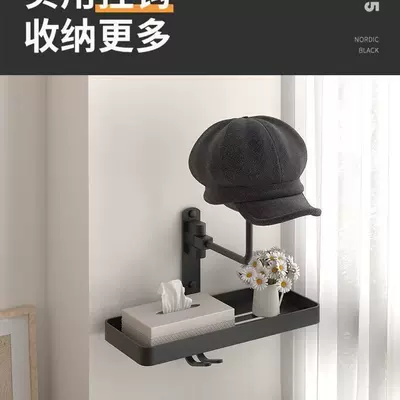 Household Suitable for Various Helmets Wall-mounted Motorcycle Helmet Rack Bracket Hole-free Storage Rack Hat Storage Rack (Motosiklet dəbilqə rəfləri) - single-ball-with-shelf