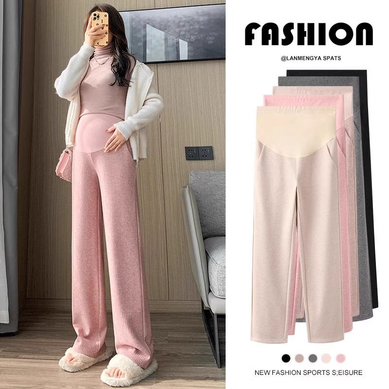 Maternity Pants Spring and Summer New Style Wide-Leg Pants for Outdoor Wear, Plus Size for Curvy Women, Slimming, Belly Support, Non-Tightening, Casual Pants for Pregnant Women