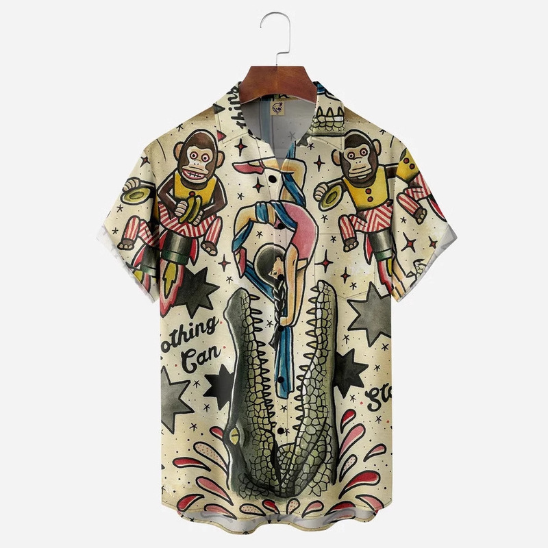 7-5-2023 Creative 3D Digital Printing Moisture-wicking Trend Loose Short-sleeved Shirt Men's Top E306