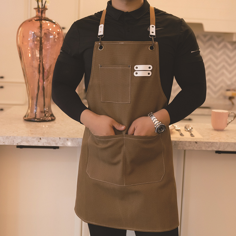 Lienzo delantal cocina del hogar a prueba de aceite impermeable cocina delantal manicura café leche té guardapolvos imprimible logo palabra