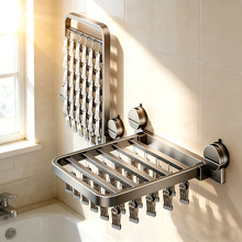 厂家吸盘袜子晾晒架多夹子晾衣架阳台室内家用挂内衣裤折叠晒袜子