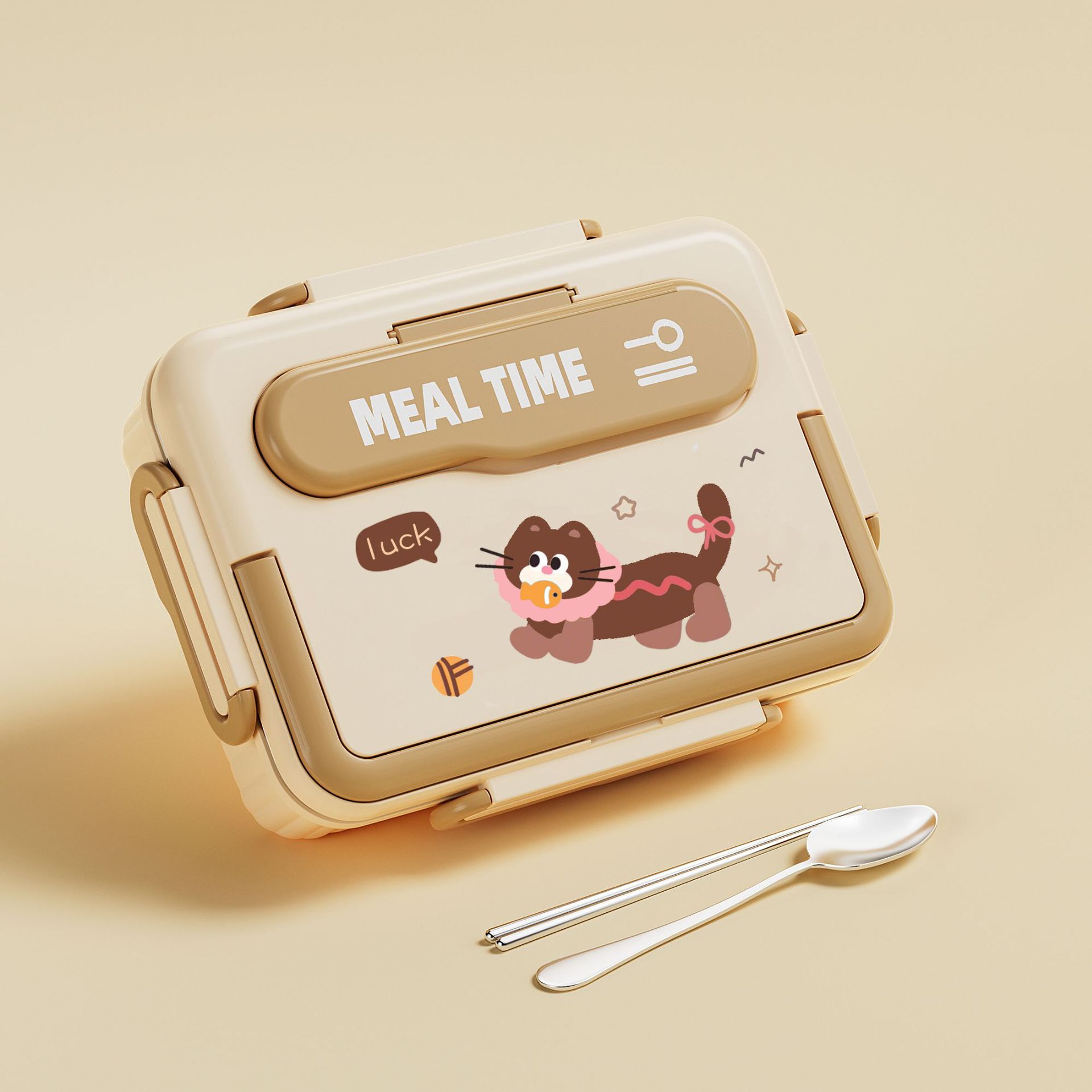 316 Stainless Steel Insulated Lunch Box for Primary School Students, Cute Cat Kidsren's Lunch Box, Compartmented Lunch Soup Bowl for Junior High School Students