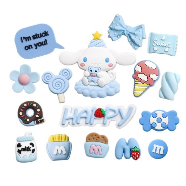Cartoon phone case from soft rubber, materials set, Crocs-style slippers, footwear buckle with accessories, DIY, Cinnamoroll 5