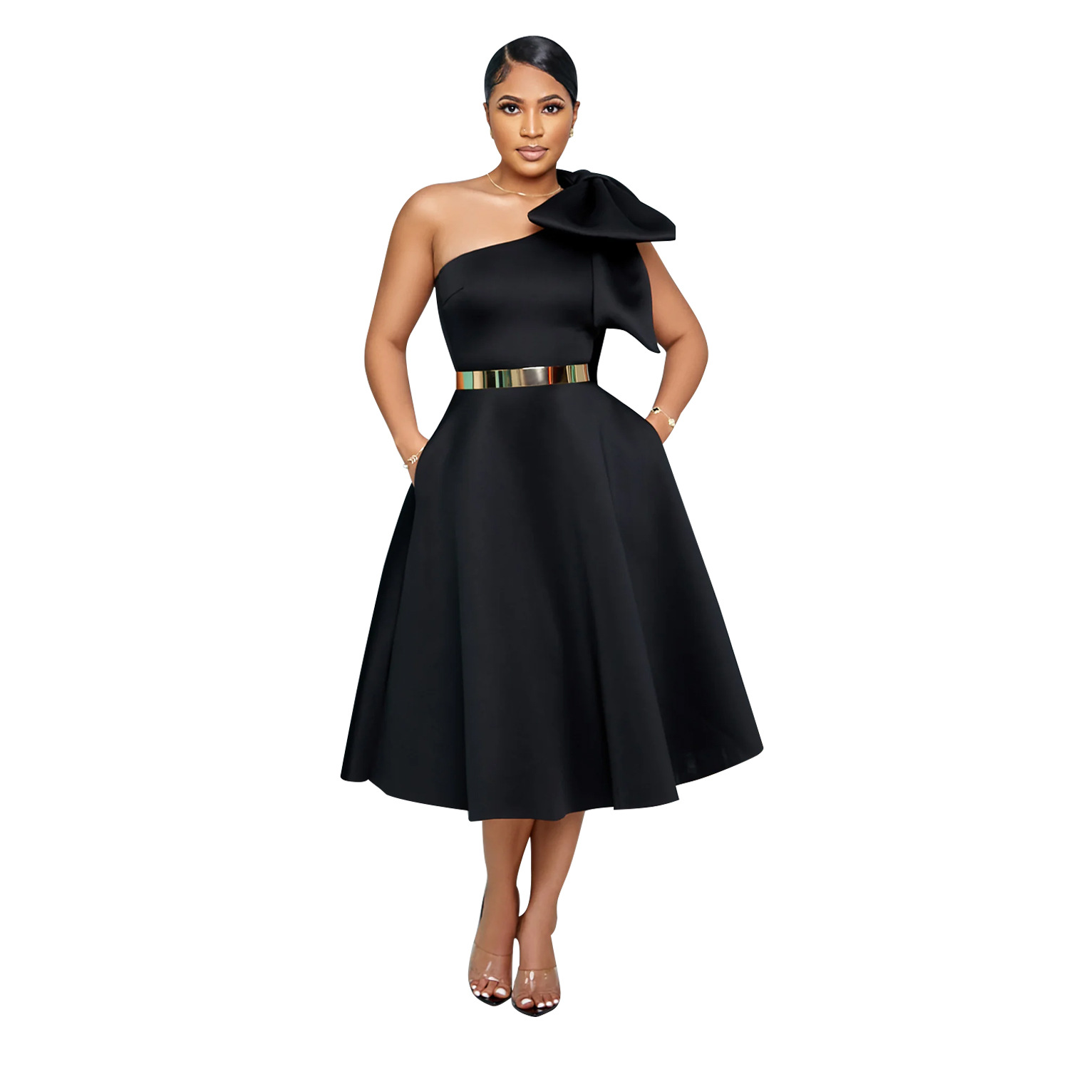 C7011 Aliexpress transfronterizo Amazon estación independiente de moda europea y americana ropa de mujer de color sólido vestido sexy vestido nuevo