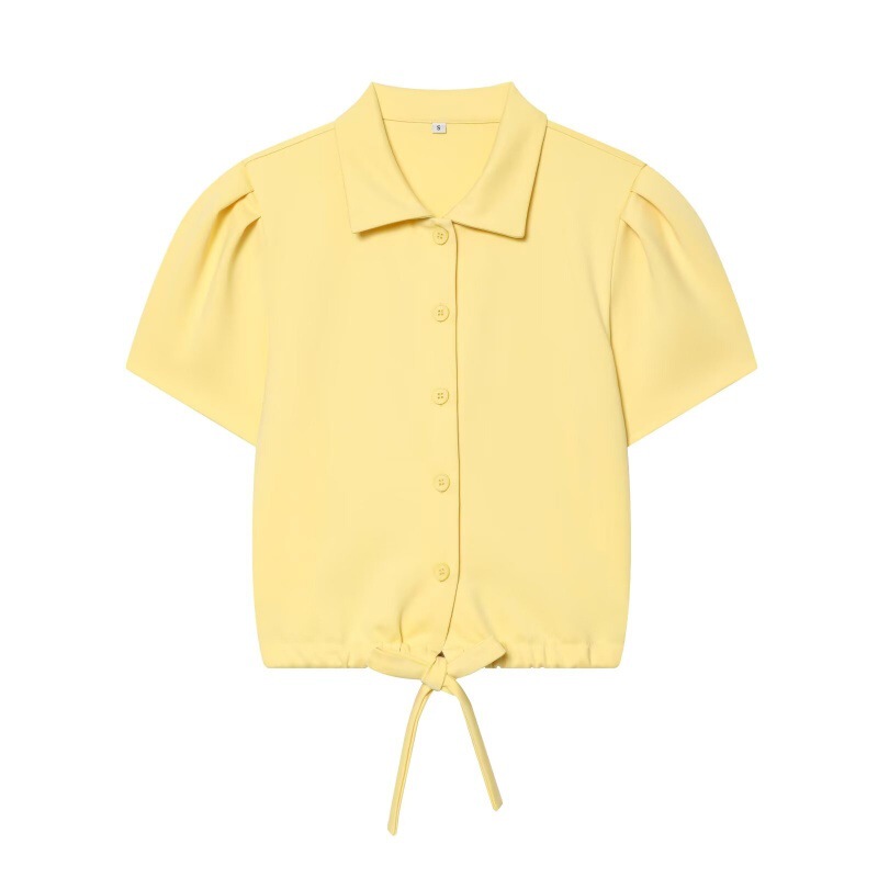 Unizera Women's Clothing 2026 Summer New Solid Color Lapel Puff Sleeve Bow-Decorated Short Jacket 4192082
