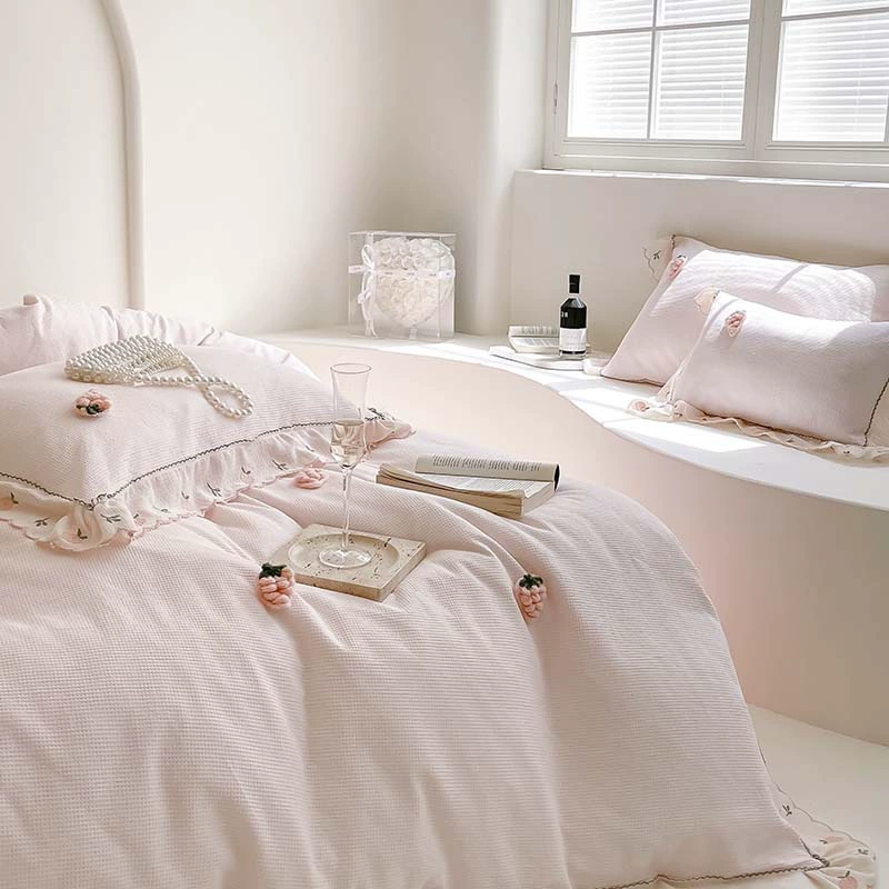 Хлопковый трехмерный набор, клубника, насыпь простыня(??) duvet cover, bedspread, 4 piece set, with embroidery