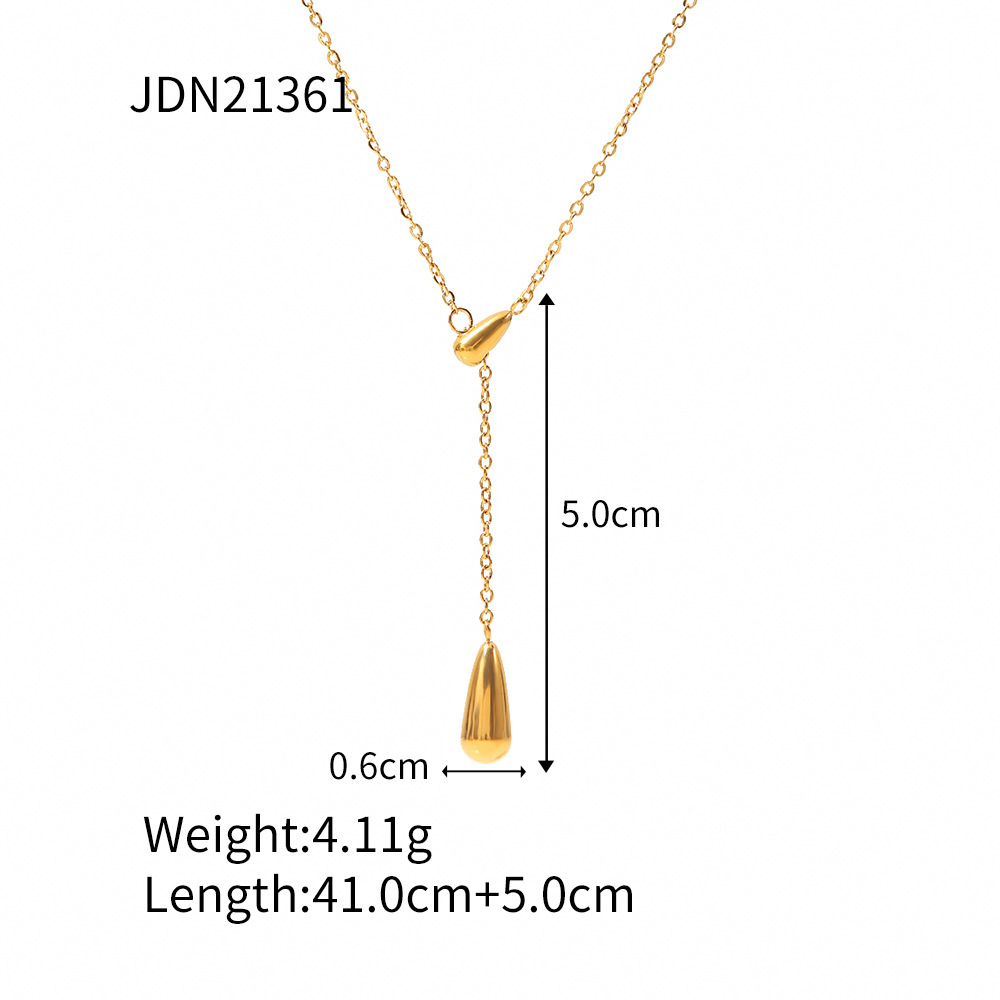 Simple Style Water Droplets Stainless Steel Plating Necklace display picture 6