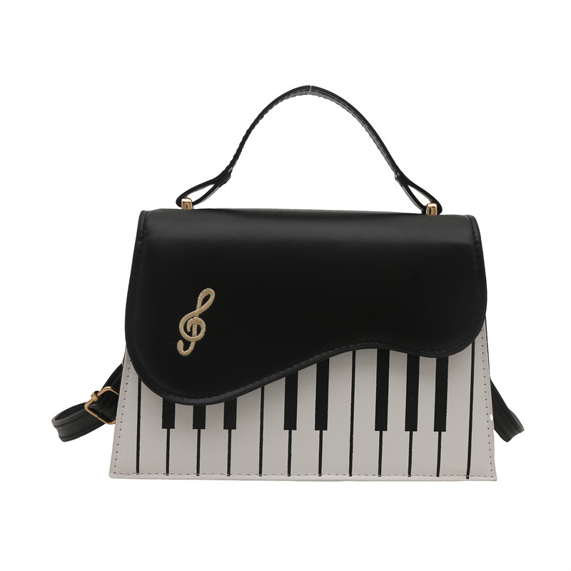 2020 invierno moda contraste color bordado pequeño bolso cuadrado salvaje chica dulce personalidad piano notas pequeñas bolso femenino