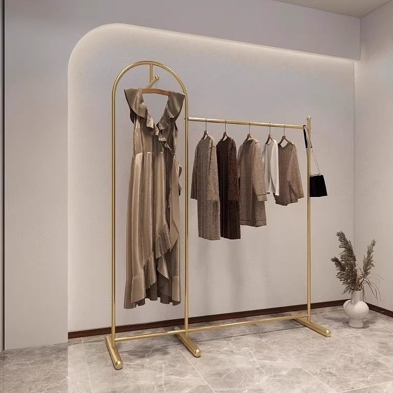Estante de exhibición tipo suelo tienda de ropa exhibición colgante lateral estante de exhibición de propósitos combinación tienda de ropa de mujer colgante estante de ropa image 22