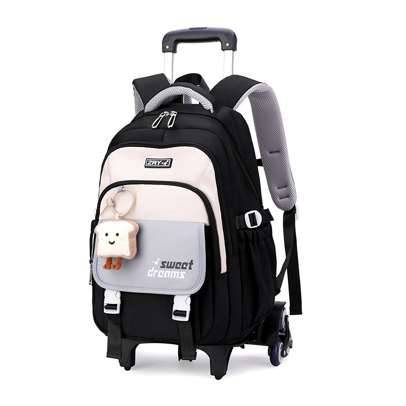 Mochila escolar de varilla de tracción para niños de escuela primaria para niñas seis ruedas pueden subir escaleras 2 - 6 grados 5 gran capacidad de doble uso impermeable para reducir la carga 12